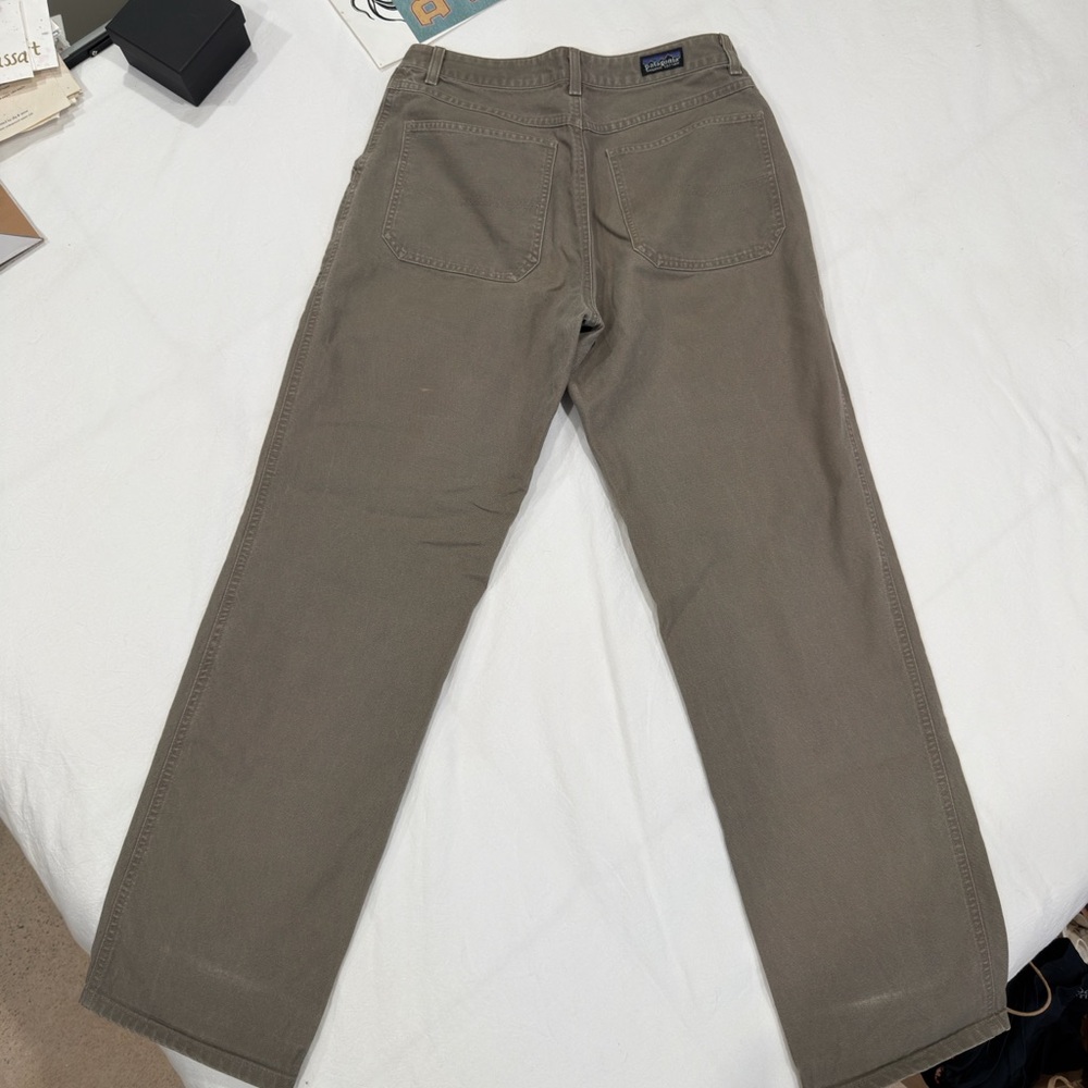 Grey/green Patagonia 100% cotton pants.